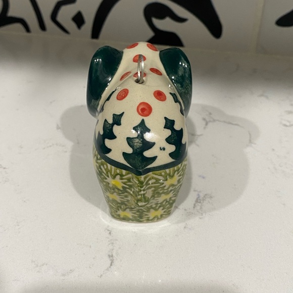 Beautiful Polish Pottery House Christmas Ornament Elephant Pine Trees - Picture 3 of 4